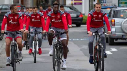 ZVEZDINI BICIKLISTI: Crveno-beli treniraju i ludo se zabavljaju!