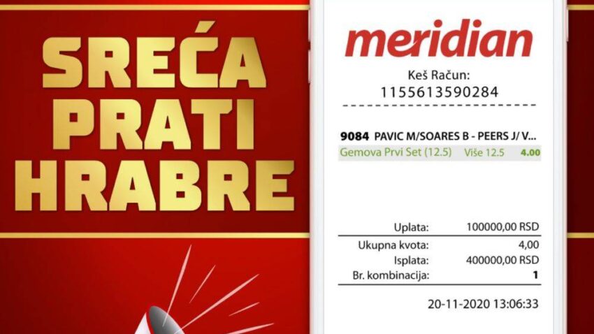 Gem. Set. Meč. Sjajan dobitak u Meridianu!