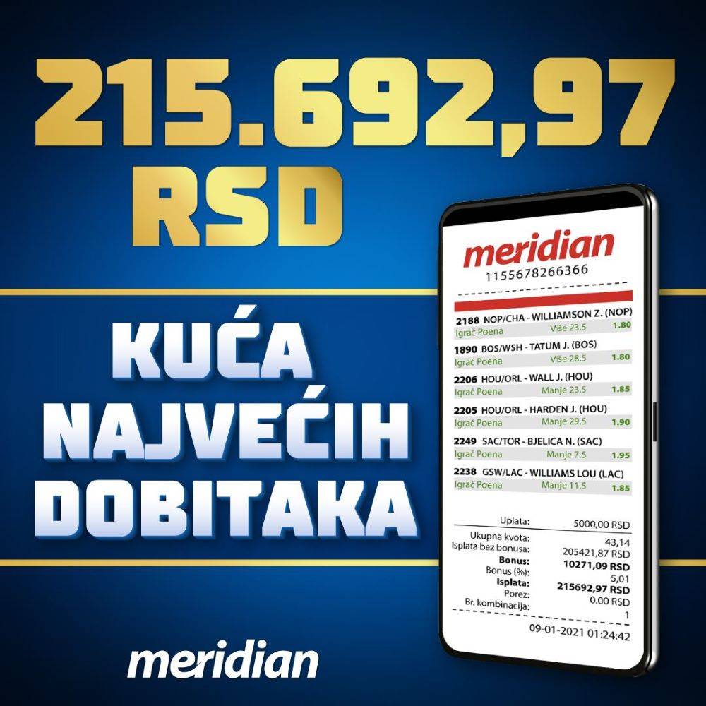 DOKTOR ZA NBA – Pogodio strelce k'o trojke iz svlačionice, ovo je POBEDNIČKI TIKET (FOTO) 1 meridian dobitni tiket veliki dobitak 2