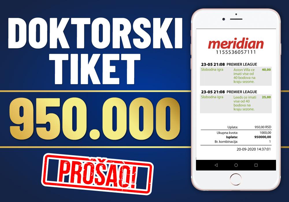 UZEO SKORO MILION NA SLOBODNU IGRU - Tako je to kad je neko doktor za Engleze (FOTO) 1 tiket-veliki dobitak-meridian