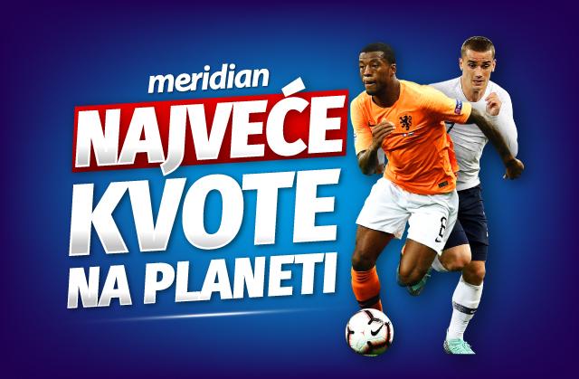 MERIDIAN DONOSI NAJVEĆE KVOTE NA PLANETI: ENGLESKA 1.75, SRBIJA 2.10, HRVATSKA 1.65