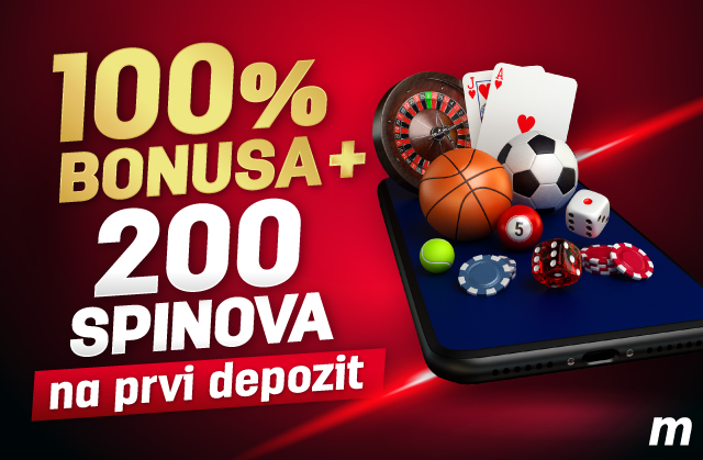 NEVIĐEN POKLON NA PRVI DEPOZIT: 100% SPORT BONUSA I 200 SPINOVA!!!