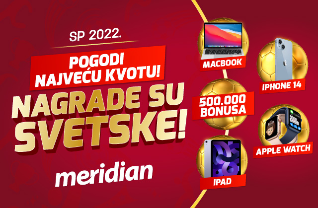 Meridian ponovo časti: Odigraj tiket, pogodi najveću kvotu i osvoji MacBook, iPad, iPhone 14 i Apple Watch!