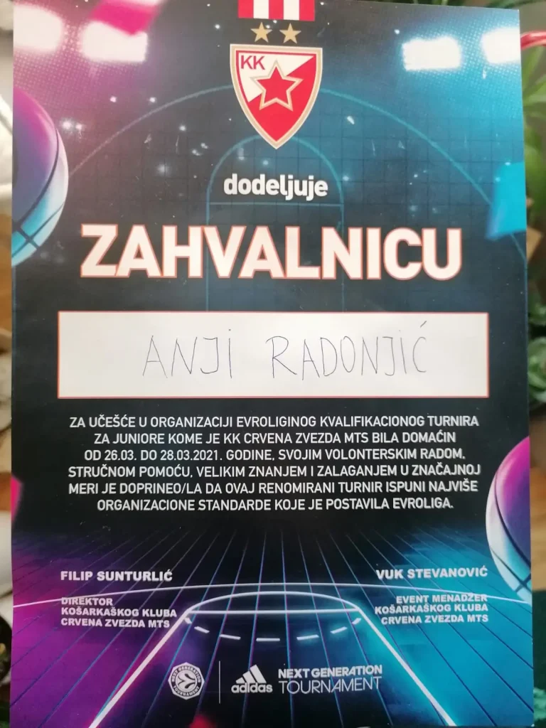 Anja Radonjić - zauvek deo crveno-bele porodice 5 Anja Radonji87 zahvalnica