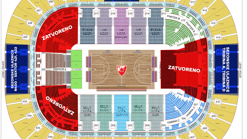 Kako će u praksi izgledati umanjen kapacitet Arene za Zvezdine navijače