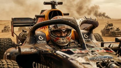 Sunce Formule 1 se rađa tamo gde Pobesneli Maks stvara Fury Road: Dok Starac iz ugla gleda u Mercedes i Landa, na ulazu piše 'Stop debelima'
